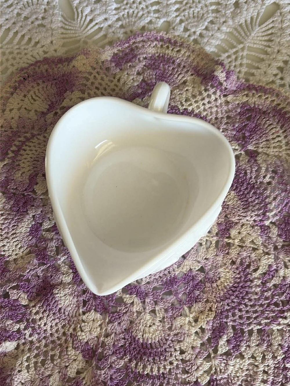 White Heart-Shaped Ceramic Bowl